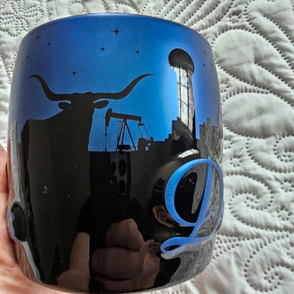 Dallas Skyline Black & Blue Ceramic Coffee Mug, Large, By Americaware 2014 - Picture 3 of 5